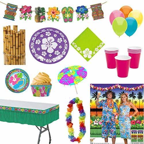 Summer Luau Party Supplies Pack for 16 B431