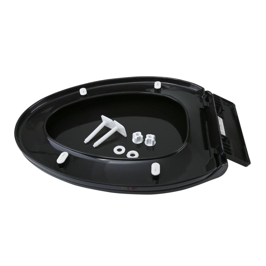 2 No Slam Easy Close Black Plastic Elongated Toilet Seat Q99954