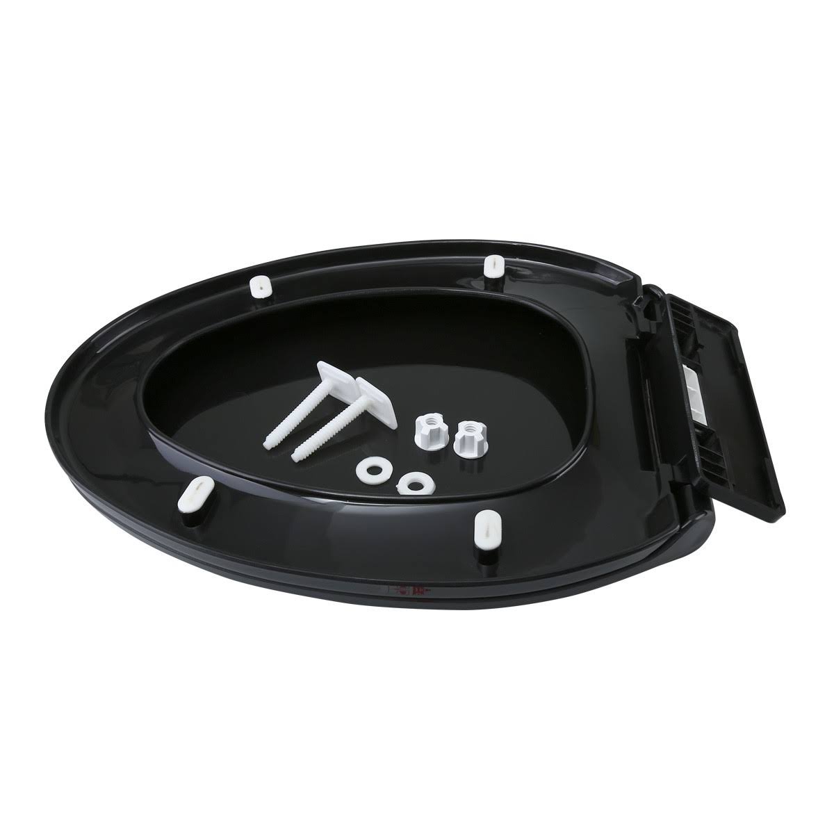 2 No Slam Easy Close Black Plastic Elongated Toilet Seat Q99954