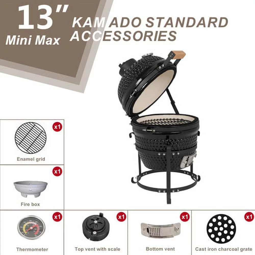 Black Ceramic Charcoal BBQ Grill I2683