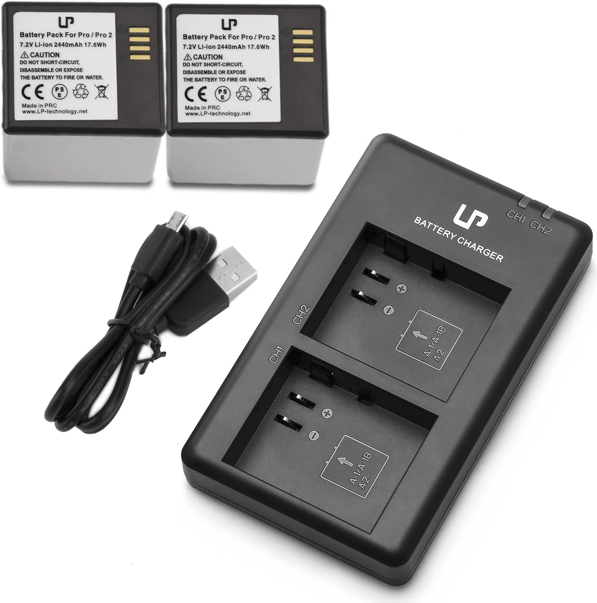 2-Pack 2440mAh Li-ion Rechargeable Batteries Y320079