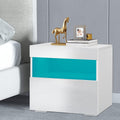 White High Gloss 2 Drawer Nightstand with Storage Shelf O306369