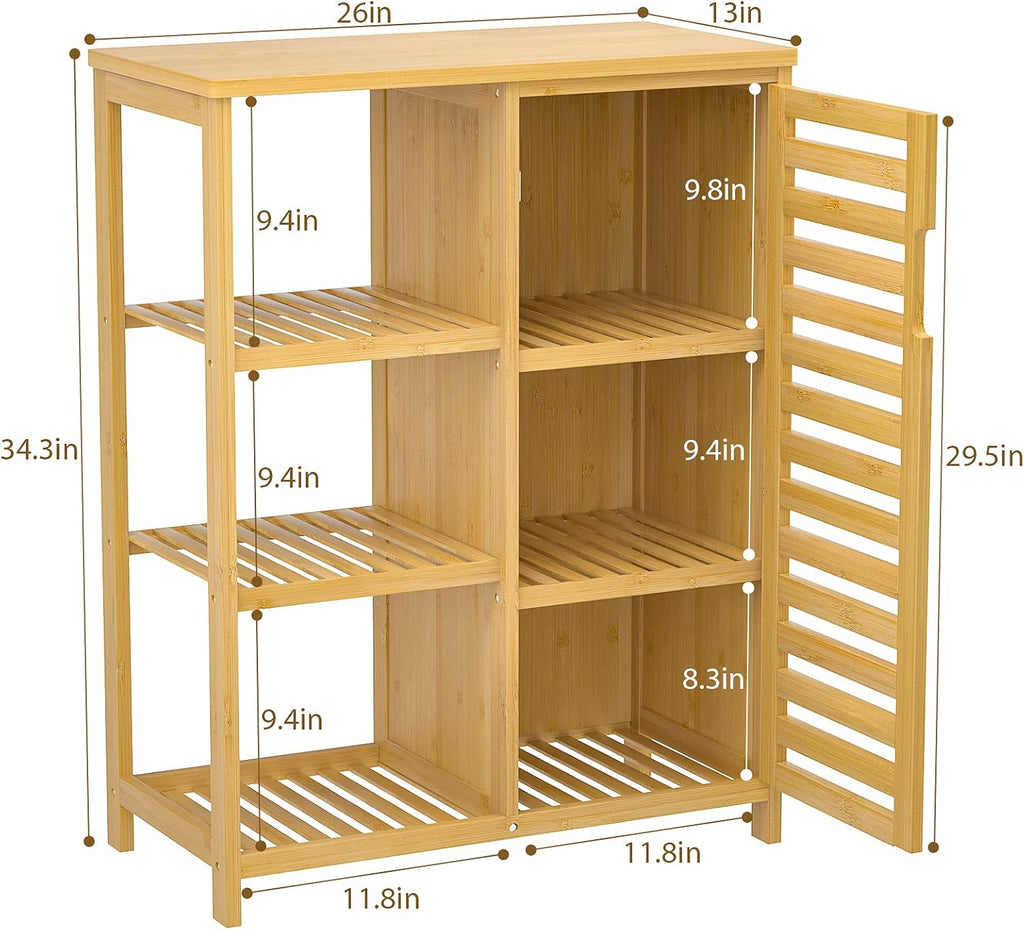 Bamboo Storage Cabinet with Shutter Door & Shelves V945