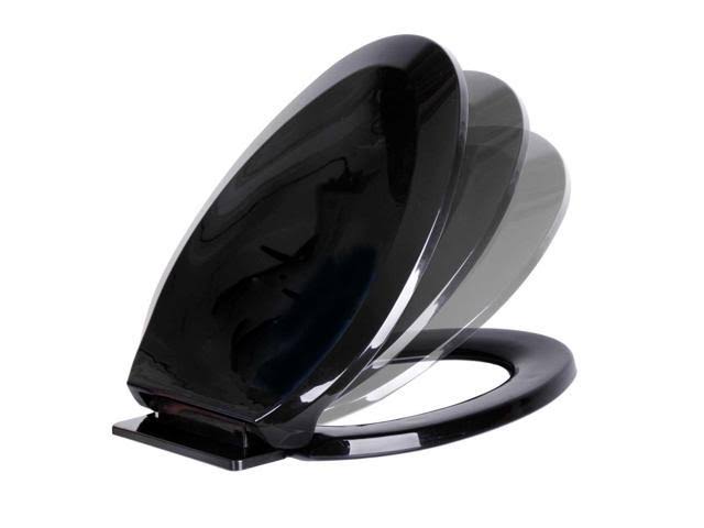 2 No Slam Easy Close Black Plastic Elongated Toilet Seat Q99954