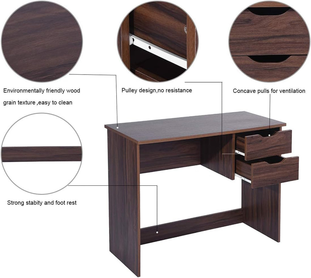 Computer Desk with Drawer 35.4 in Wood Workstation T37938