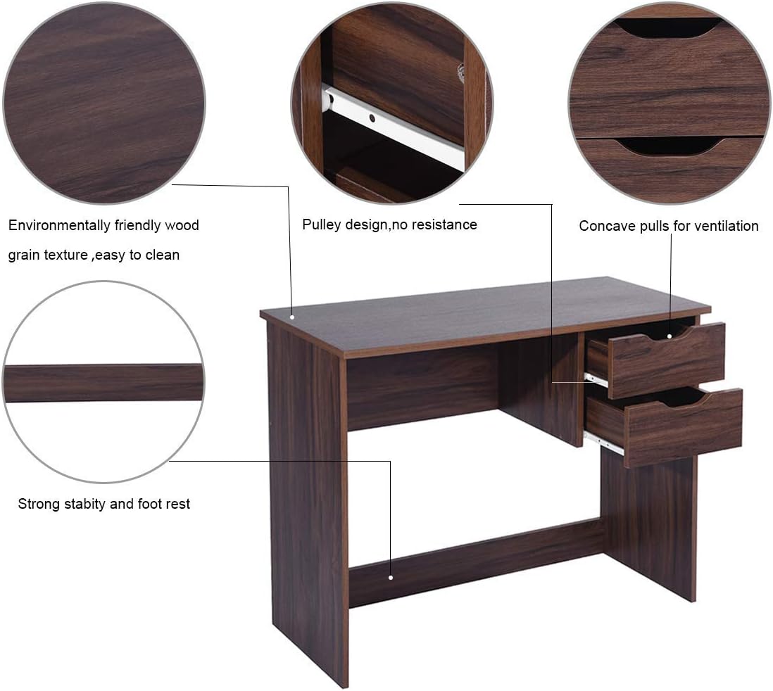 Computer Desk with Drawer 35.4 in Wood Workstation T37938