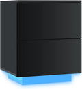 Black 2 Drawer High Gloss Nightstand G3423