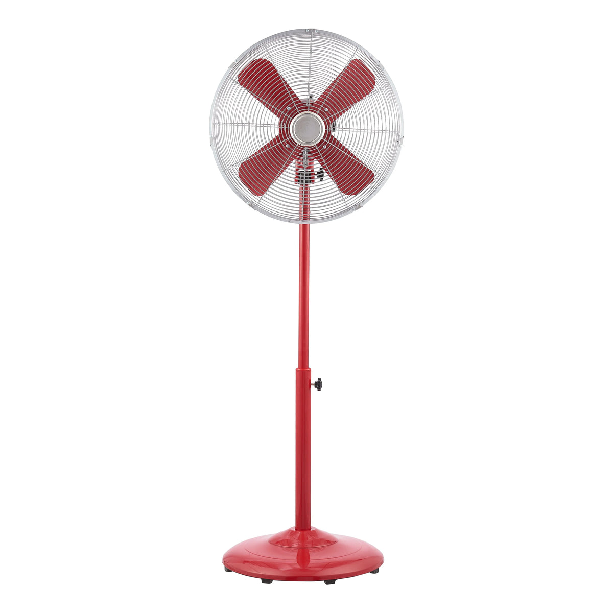 16 inch Adjustable Height Oscillating 3-Speed Metal Stand Fan in Red X250127