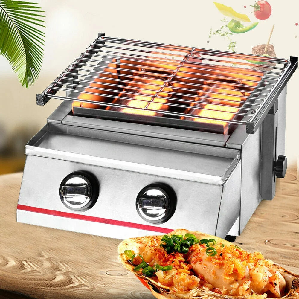 2 Burners Portable Stainless Steel Gas Grill V4574