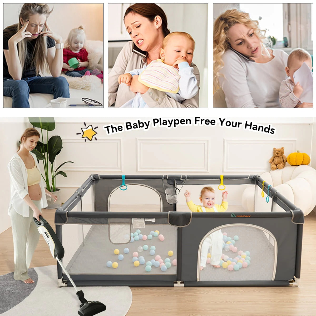 63x63'' Gray Baby Playpen Z78284
