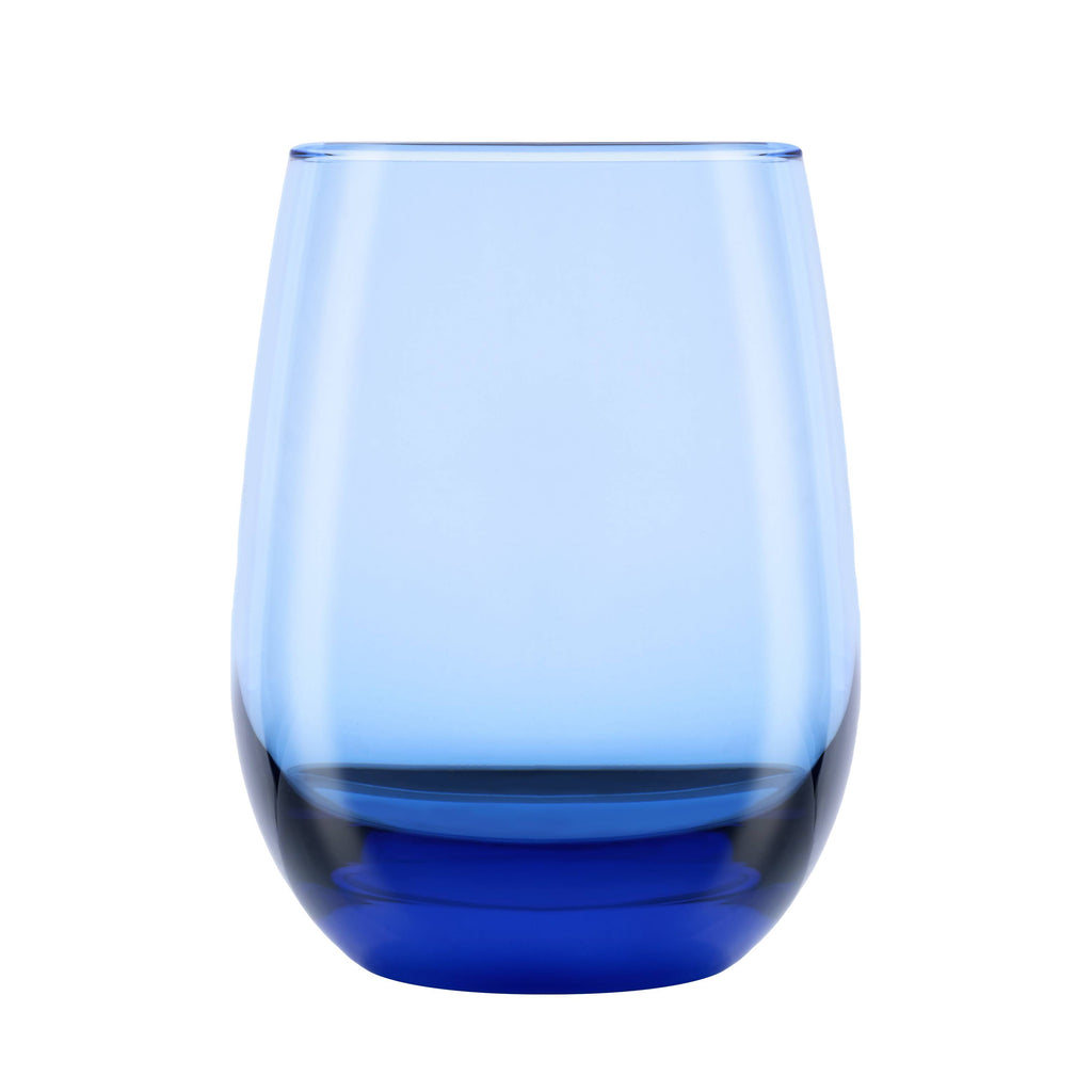 Blue 15.25-ounce Stemless Glasses Set of 12 V7682