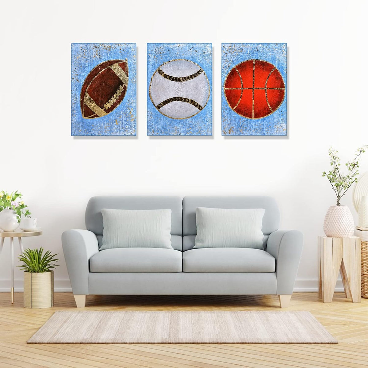 Hand Painted Canvas Wall Art 12”x16” 3 Pieces D426
