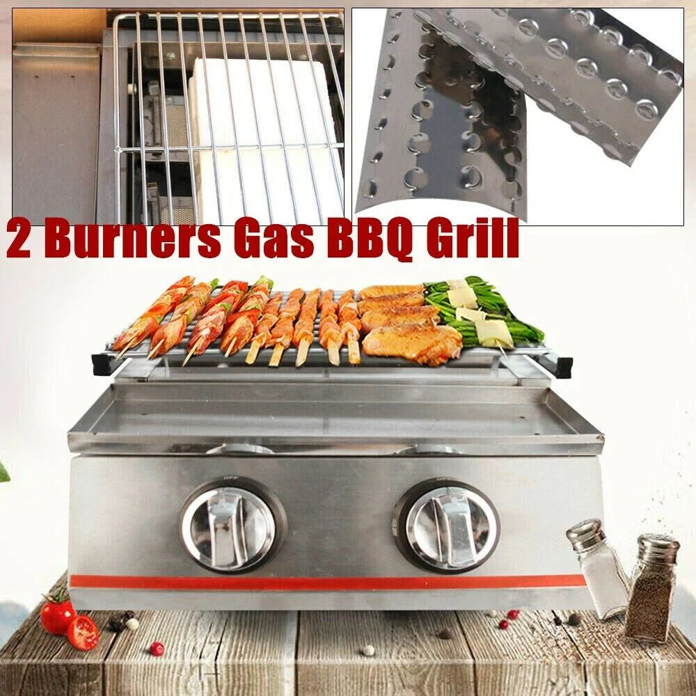 2 Burners Portable Stainless Steel Gas Grill V4574