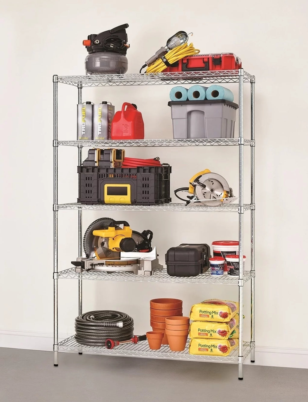 Chrome Wire 5-Tier Heavy Duty Shelf Q48830