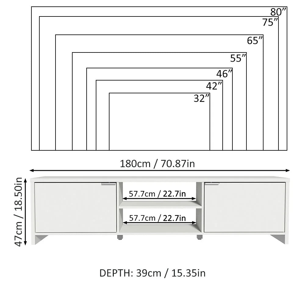 Black TV Stand with Storage and Wire Management L83368