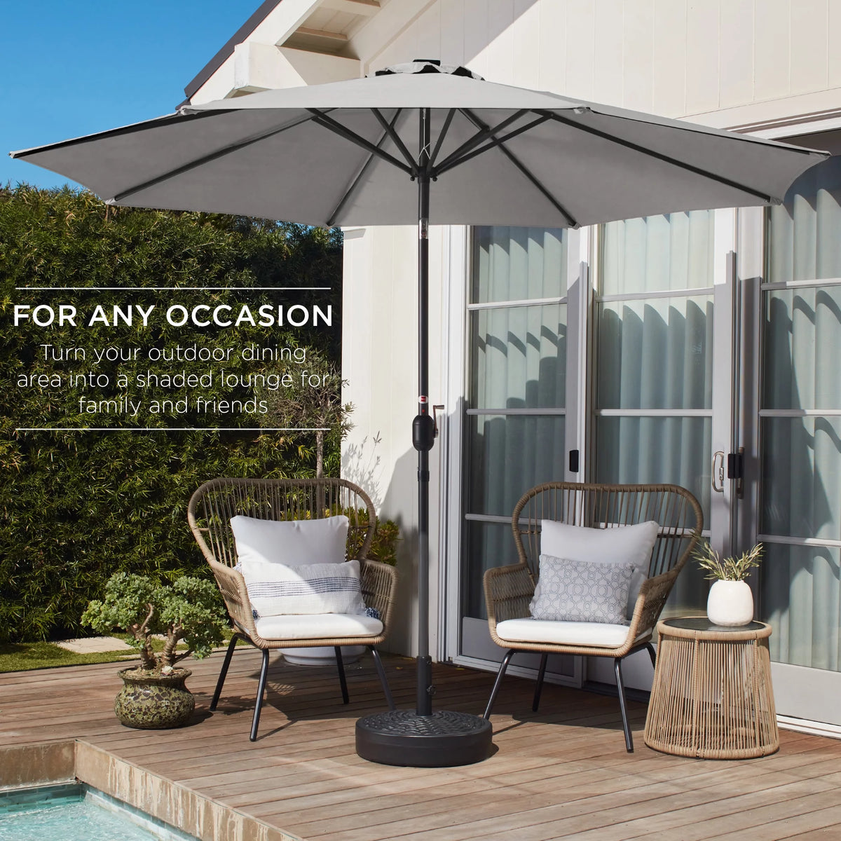 10ft Steel Patio Umbrella with Crank and Tilt J343802