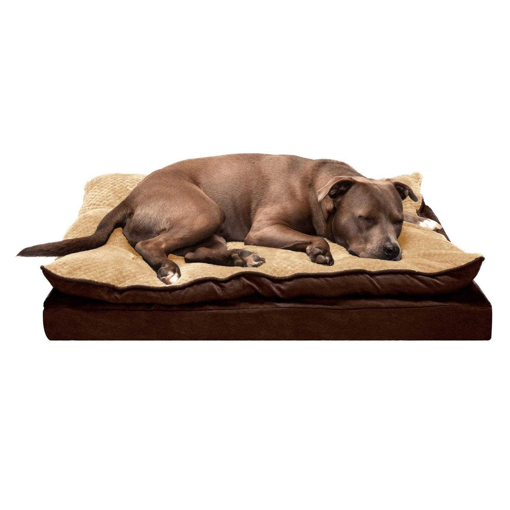 Mink Fur & Suede Pillow-Top Orthopedic Dog Bed B560