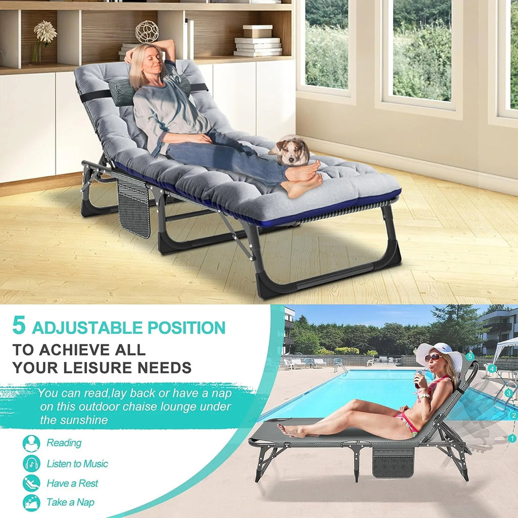 Portable Folding Camping Cot Bed with Mattress & Pillow F538