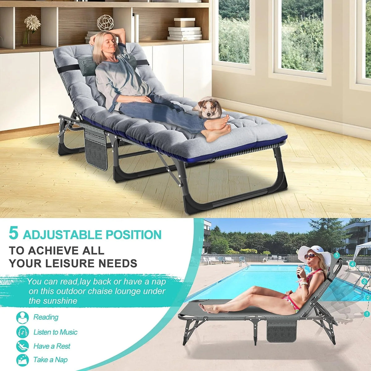 Portable Folding Camping Cot Bed with Mattress & Pillow F538