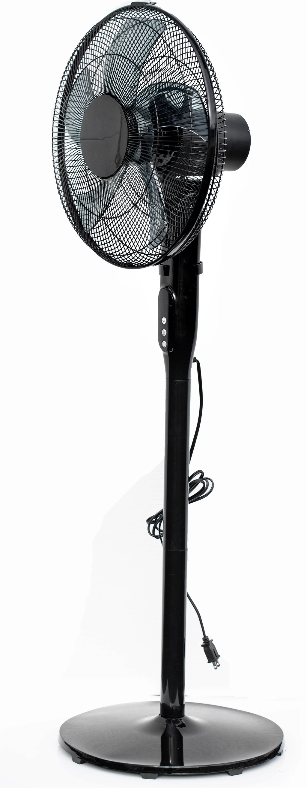 16 12-Speed Adjustable Height Pedestal Fan with Remote Control, Black P55401