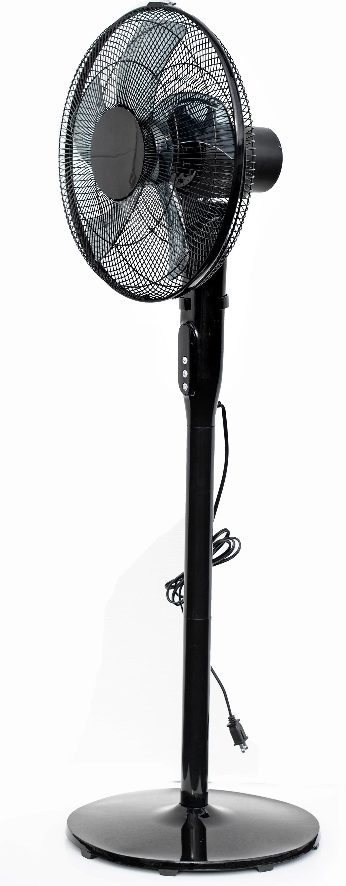16 12-Speed Adjustable Height Pedestal Fan with Remote Control, Black P55401