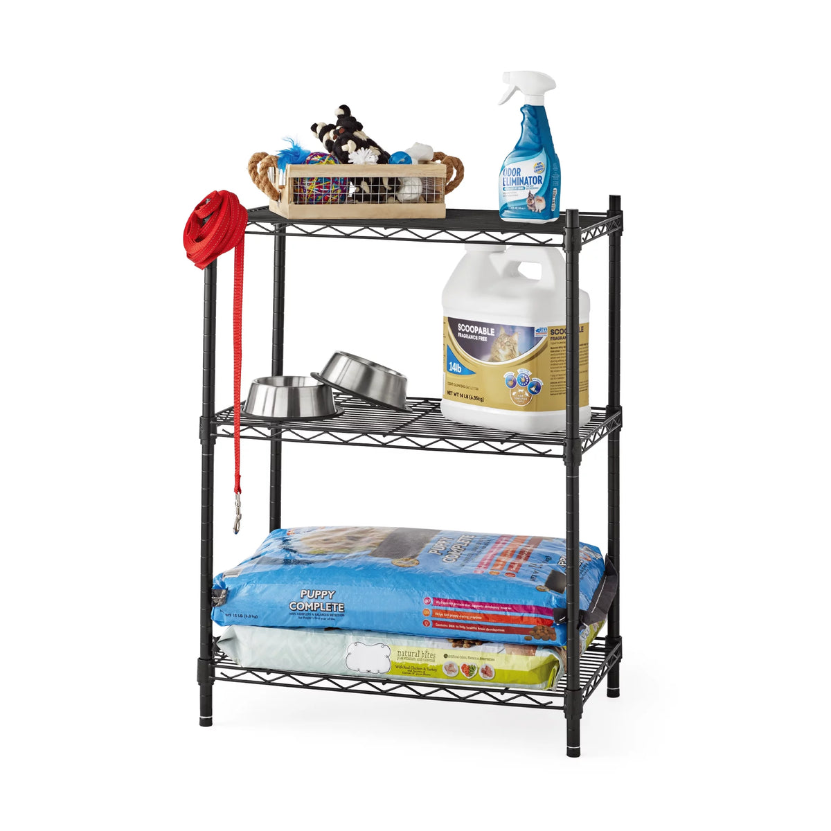 Steel 3-Tier Storage Shelf Unit Black D3083