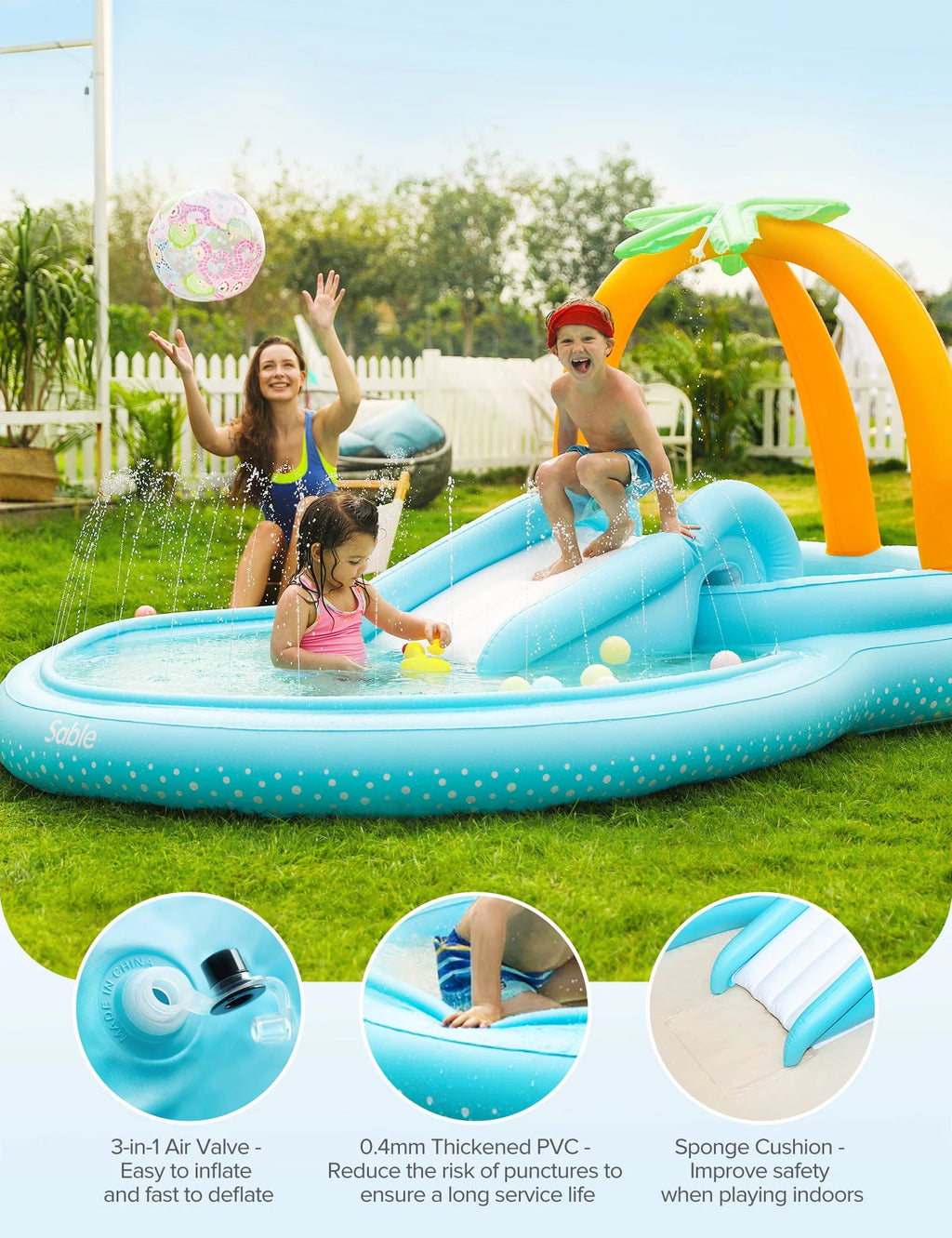 Inflatable Wading Pool with Slide 111 x 70 x 61 inch G92550