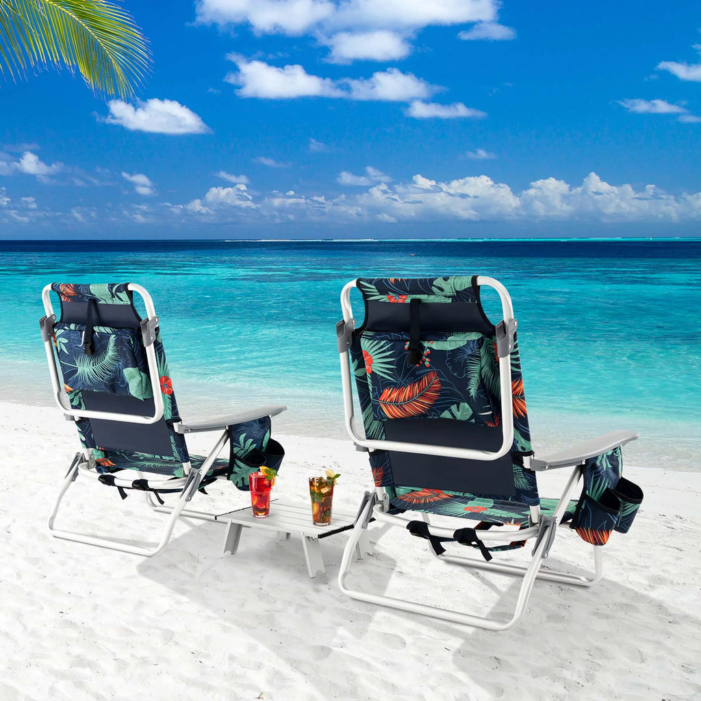 2-Pack Folding Backpack Beach Chair Pink U156101