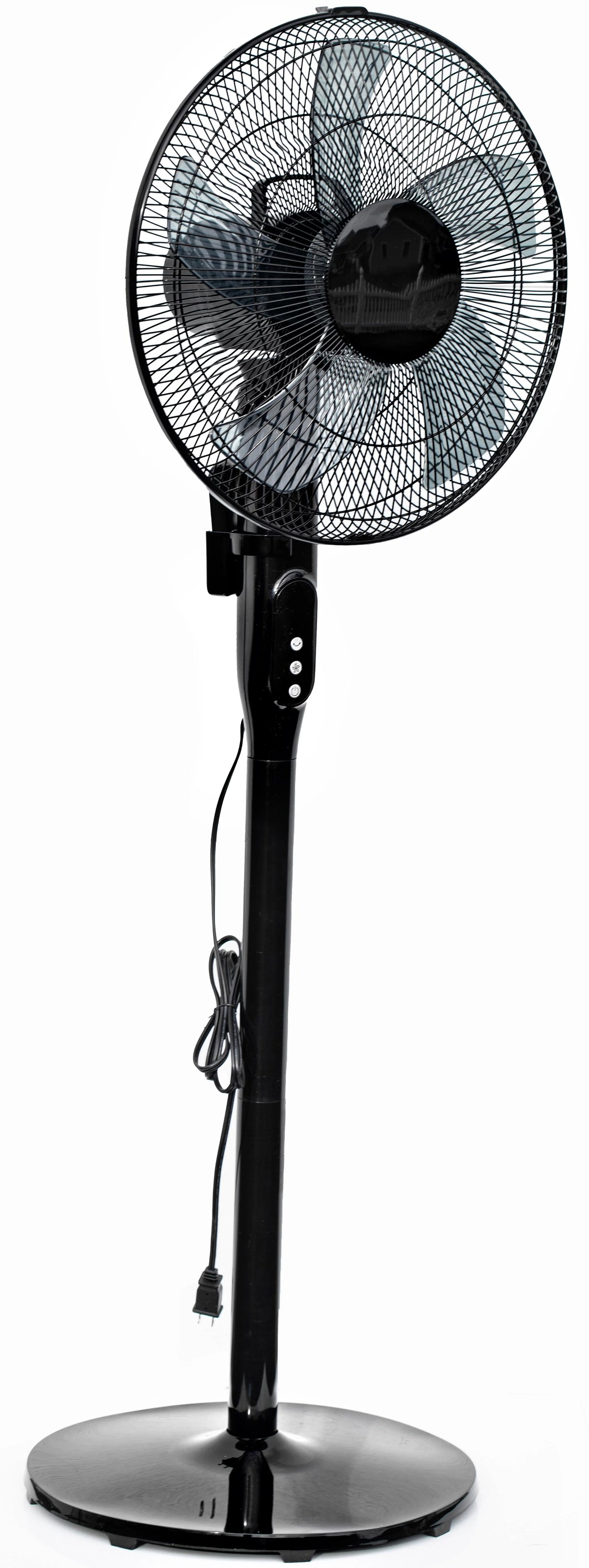 16 12-Speed Adjustable Height Pedestal Fan with Remote Control, Black P55401