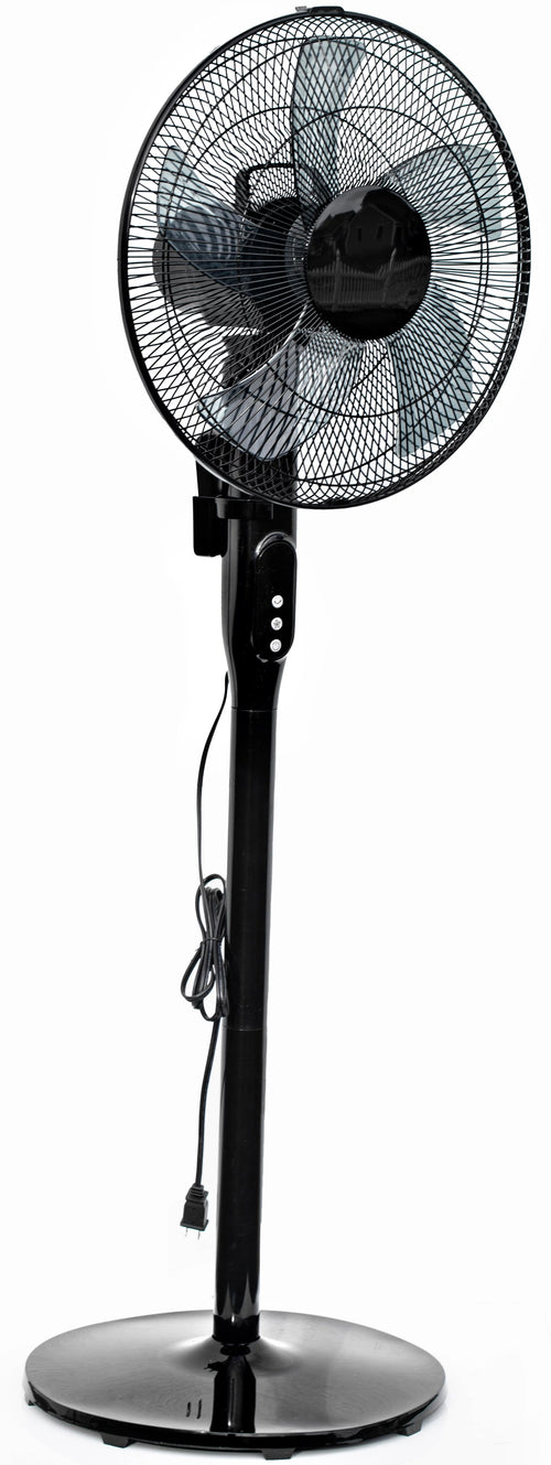 16 12-Speed Adjustable Height Pedestal Fan with Remote Control, Black P55401