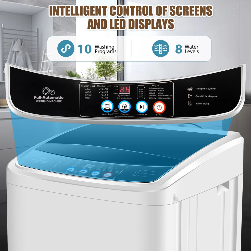 2.1 Cu.ft 15.6lbs Compact Fully Automatic Washing Machine with Drain Pump F61770