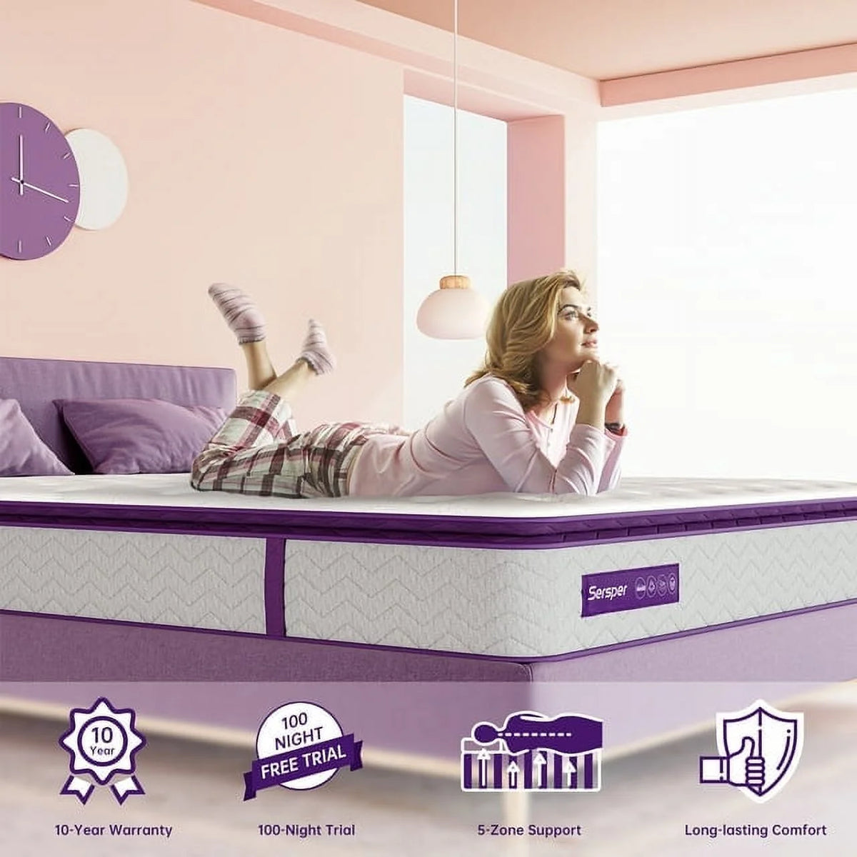 Full Size 10 inch Pillow Top Memory Foam Mattress D305192