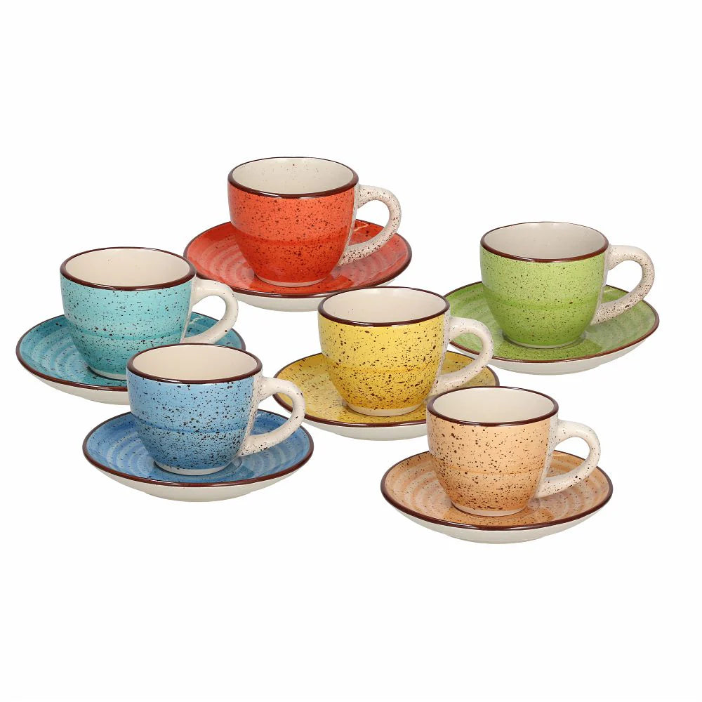 Multicolor 6pcs Coffee Cups with Saucer T48336