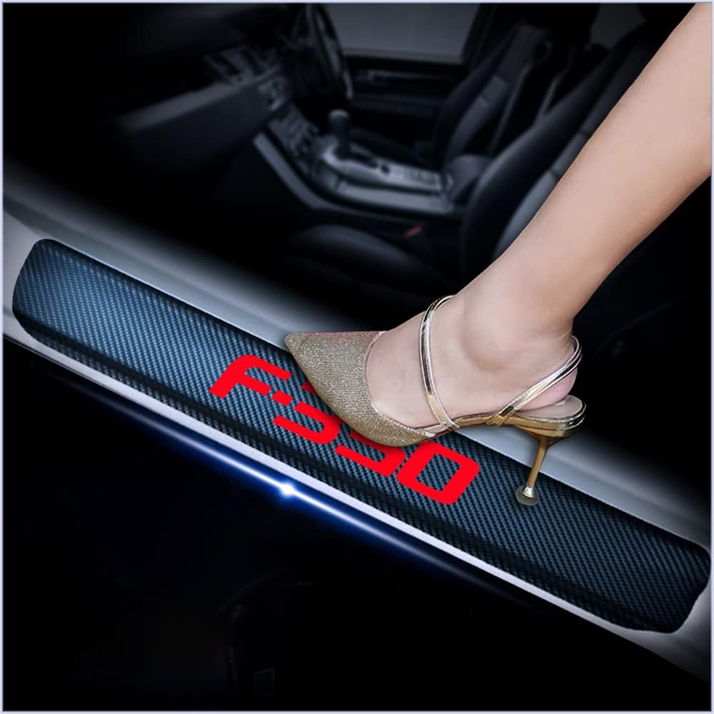 4Pcs Carbon Fiber Car Door Sill Scuff Plate Cover Pink C648
