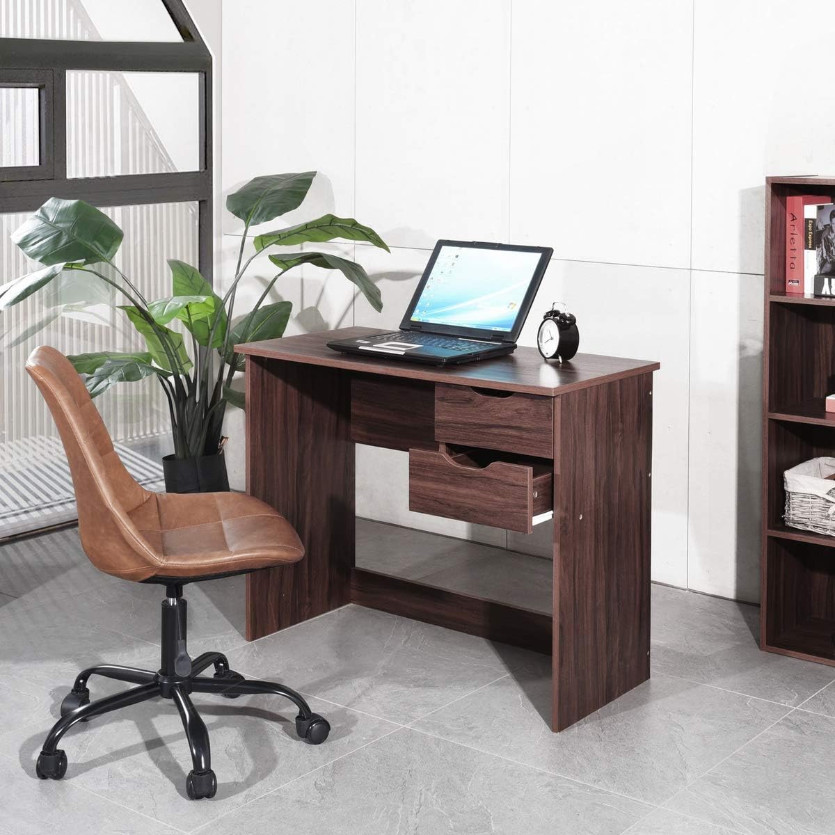Computer Desk with Drawer 35.4 in Wood Workstation T37938