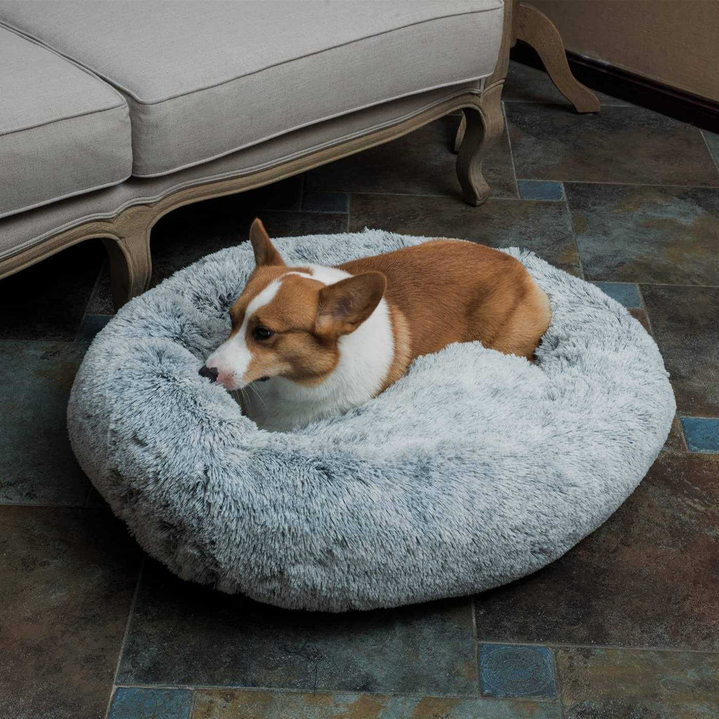Oval Shag Faux Fur Washable Dog Bed V3715