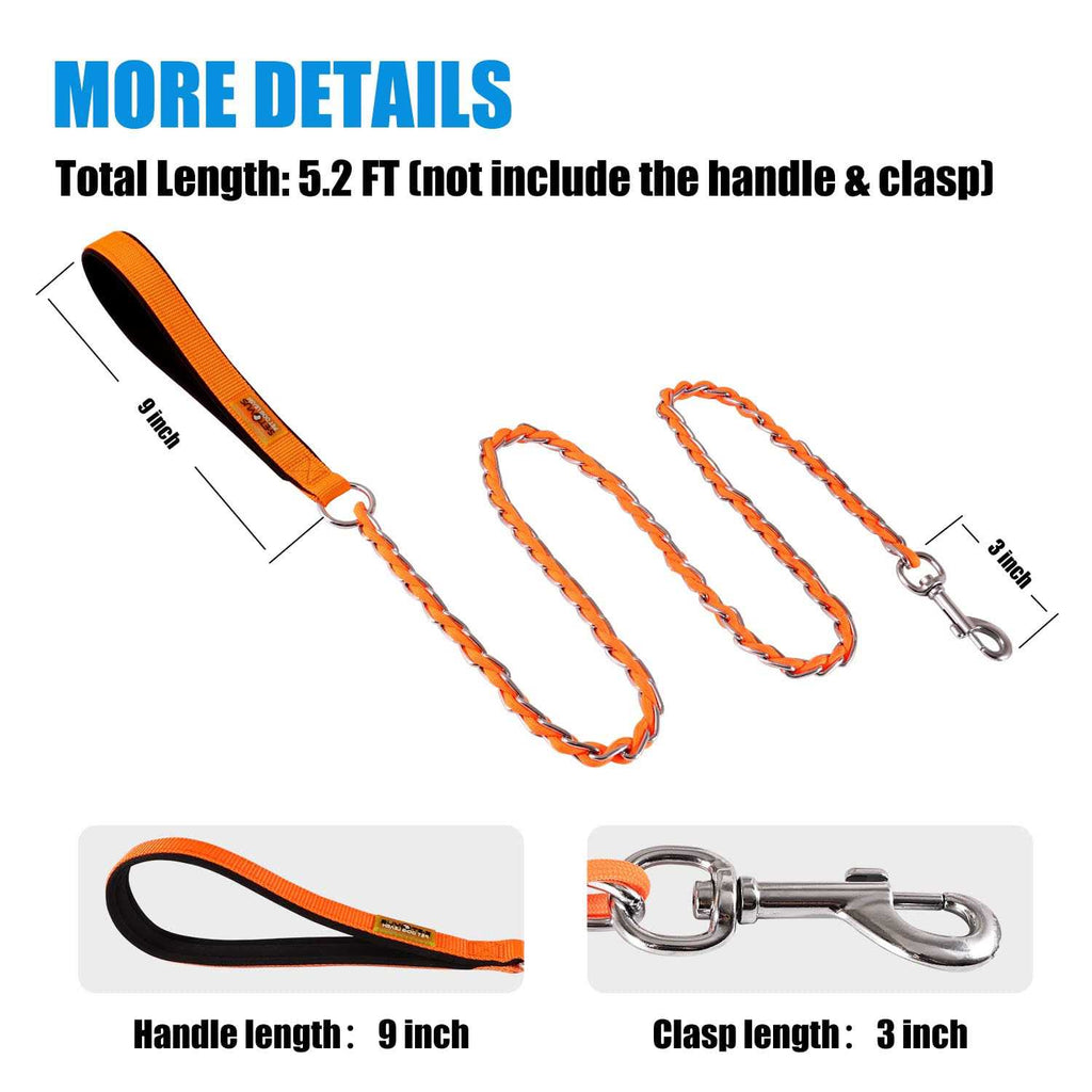 Chew Proof Metal Chain Dog Leash for Medium Large Dogs B9308