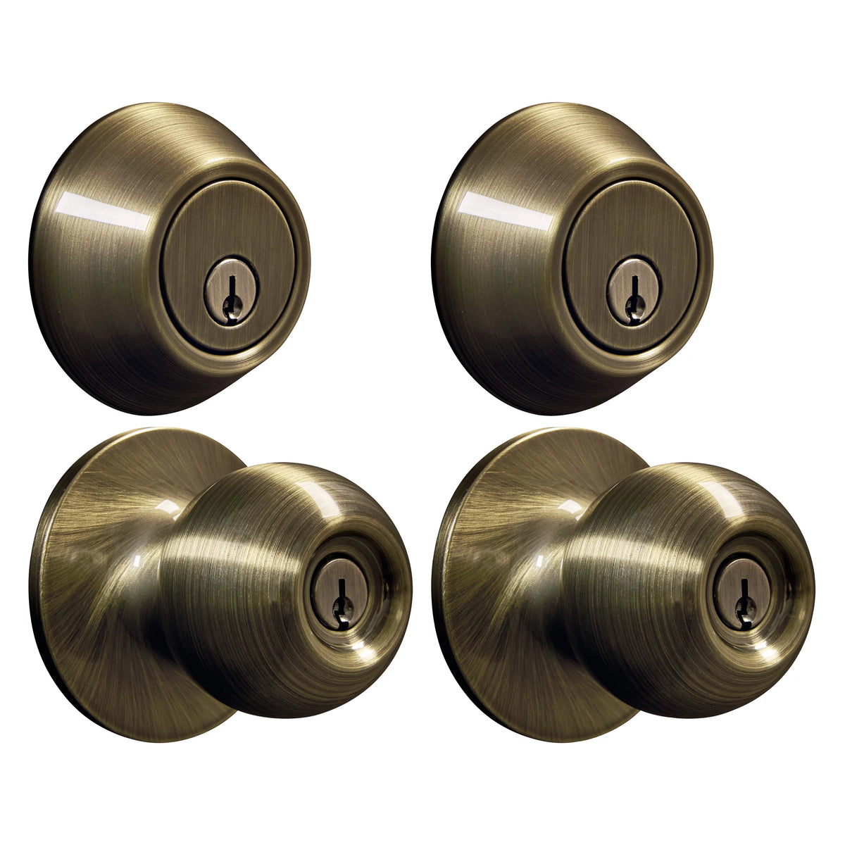 Keyed Entry Ball Doorknob and Deadbolt Combo in Oil-Rubbed Bronze, Twin Pack E9335