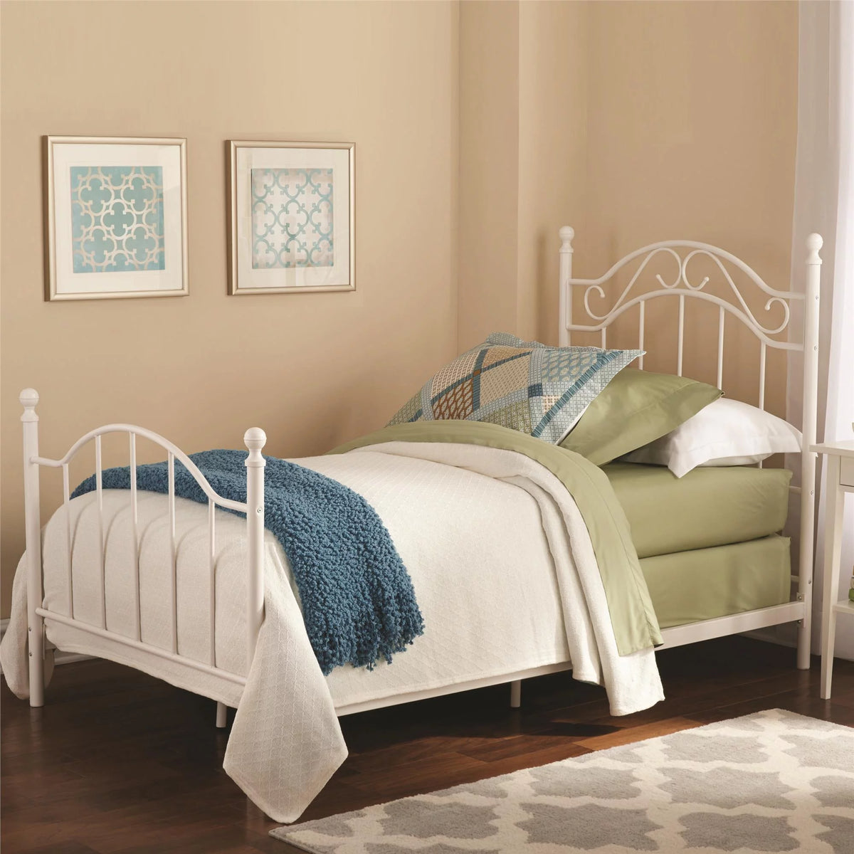 White Twin Size Metal Bed X792