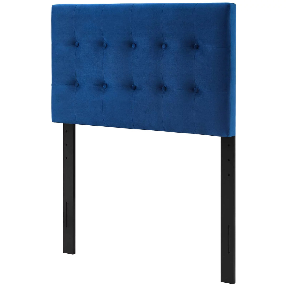 Navy Blue Velvet Tufted Twin Size Headboard N655