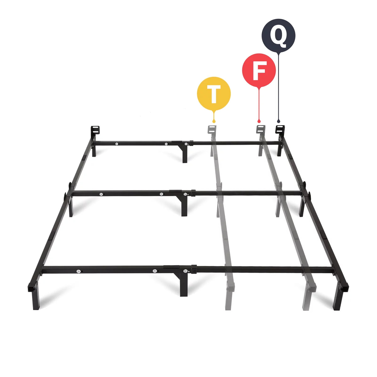 Adjustable Metal Bed Frame, Black, Twin - Queen L48830