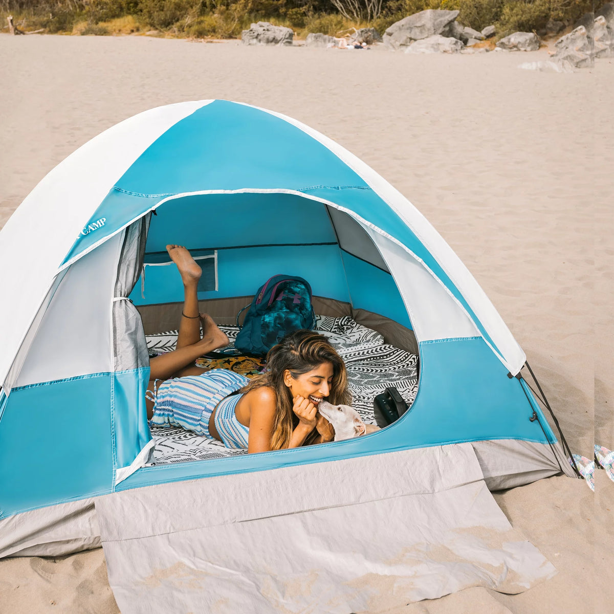 2-Person Waterproof Camping Dome Tent with Carry Bag, Blue D961460