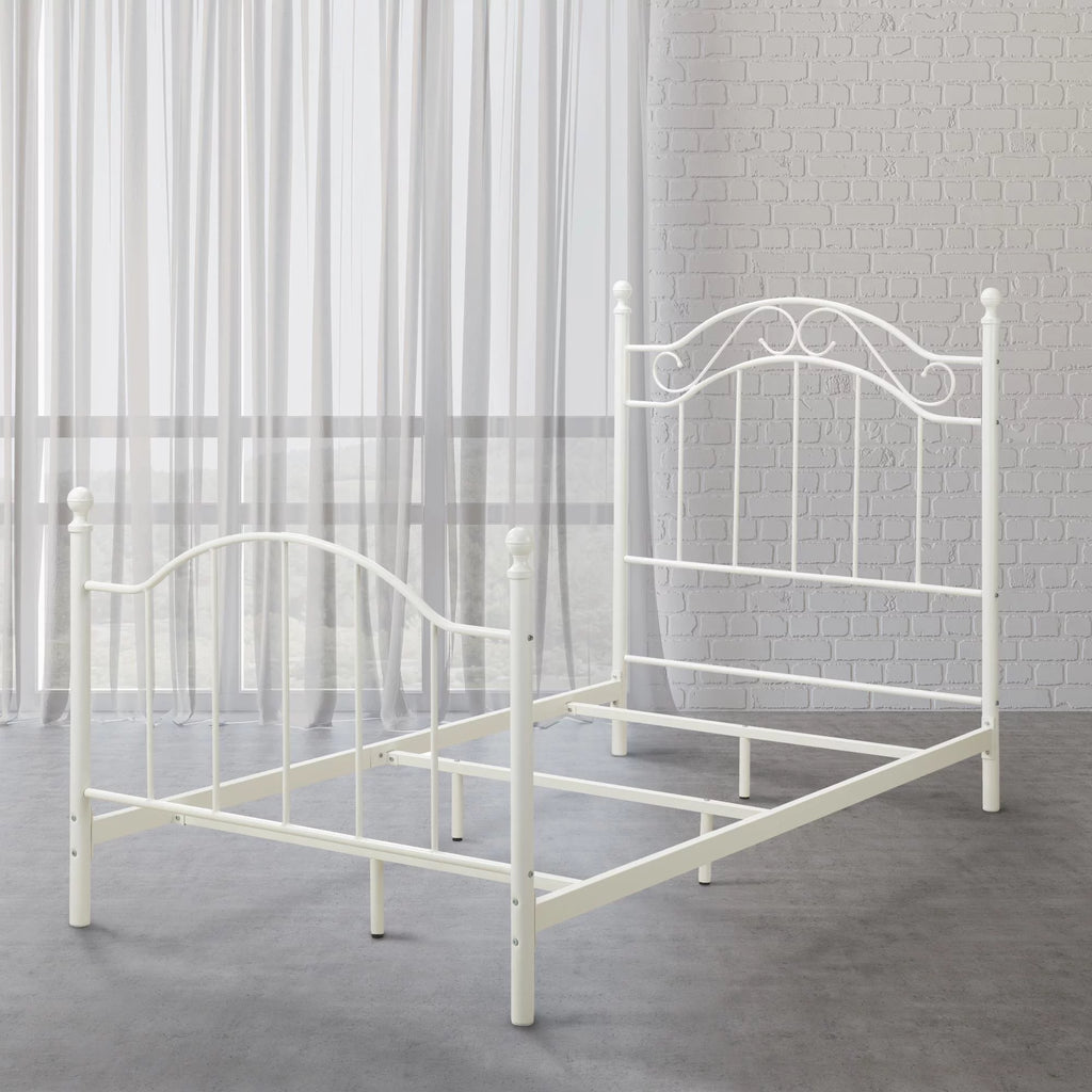 White Twin Size Metal Bed X792