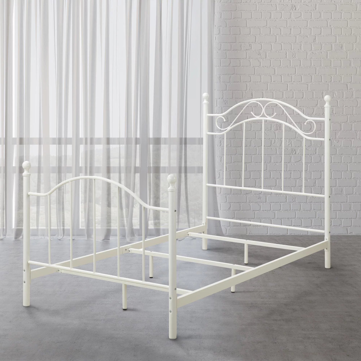 White Twin Size Metal Bed X792