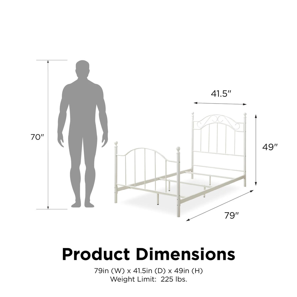 White Twin Size Metal Bed X792