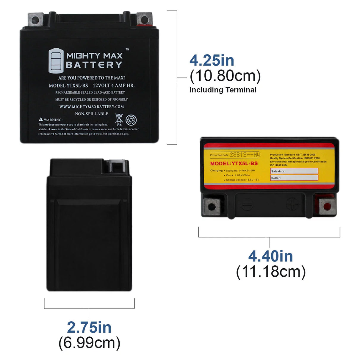 YTX5L-BS Replacement Battery D14675
