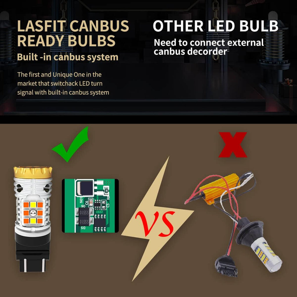 4257 LED Bulb Switchback Front Turn Signal Canbus Ready Built in Resistor Amber Blinker White Daytime Running Light DRL 2 Pack A889372