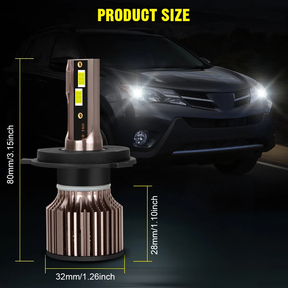 9003 H11 LED Headlight Fog Light Bulbs 6500K Cool White Pack of 4 P986086