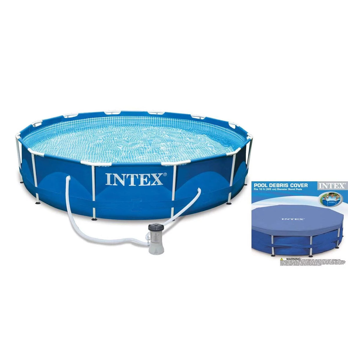 10' x 30 Metal Frame Round Outdoor Swimming Pool with Filter Pump & Cover U694