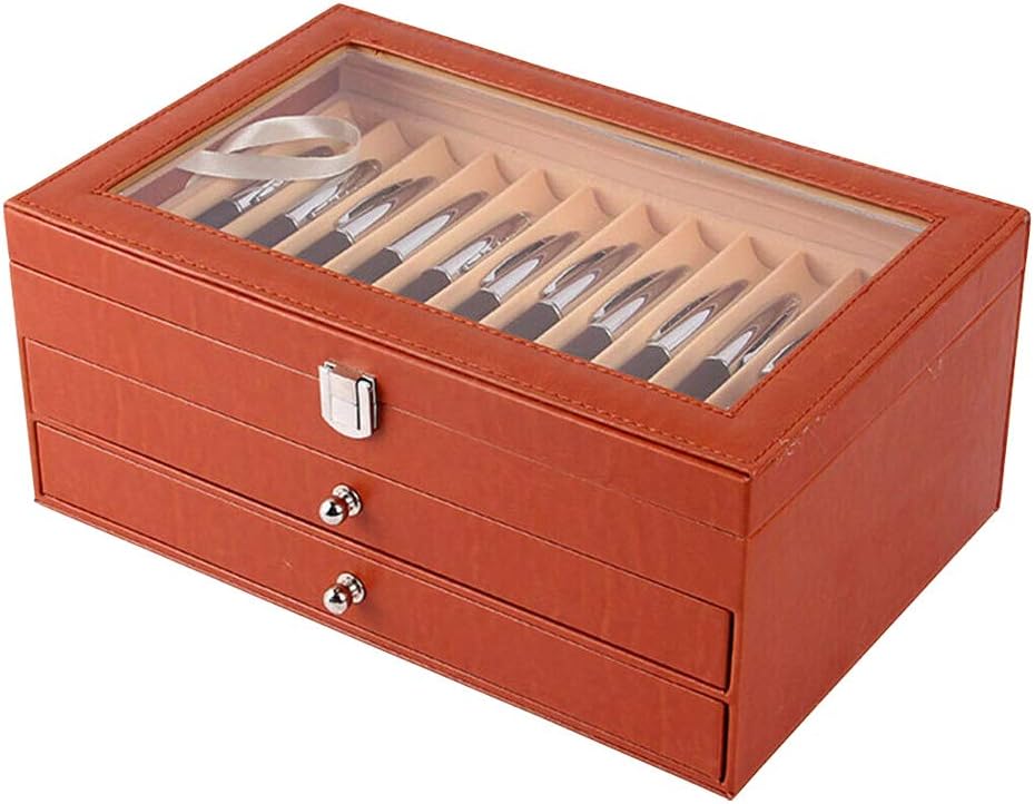 Black Leather Flannel 36 Piece Pen Display Box with Lid Z30275